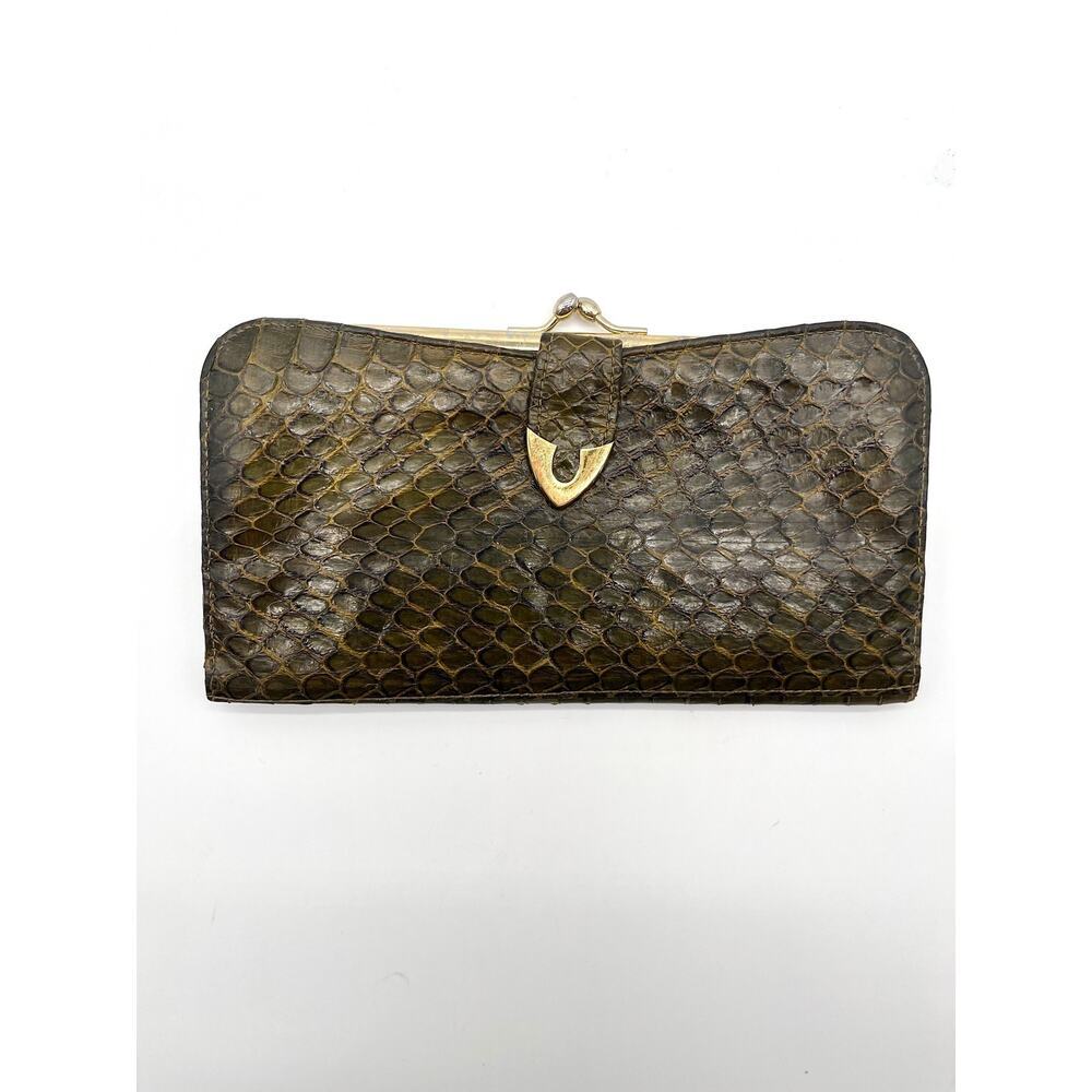 Vintage 1940s GENUINE COBRA Snakeskin Clutch, Kisslock
